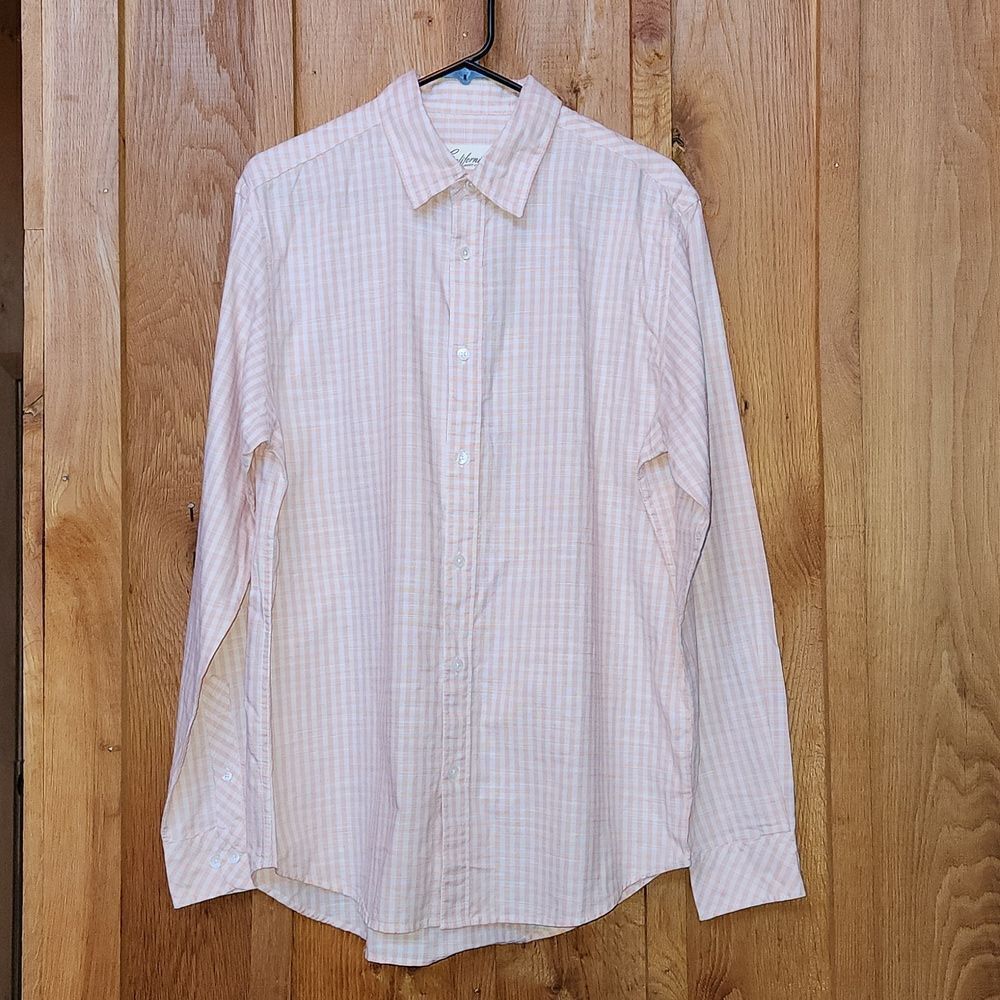 California Co Stitch Fix Long Sleeve Button Down Shirt Medium Tall Orange Plaid